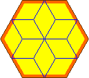 Form a six-pointed star with six rhombi; the
remaining six fill in the corners.