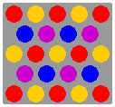 Colour the holes using four colours, with two colours alternating along
every horizontal or 60° line.